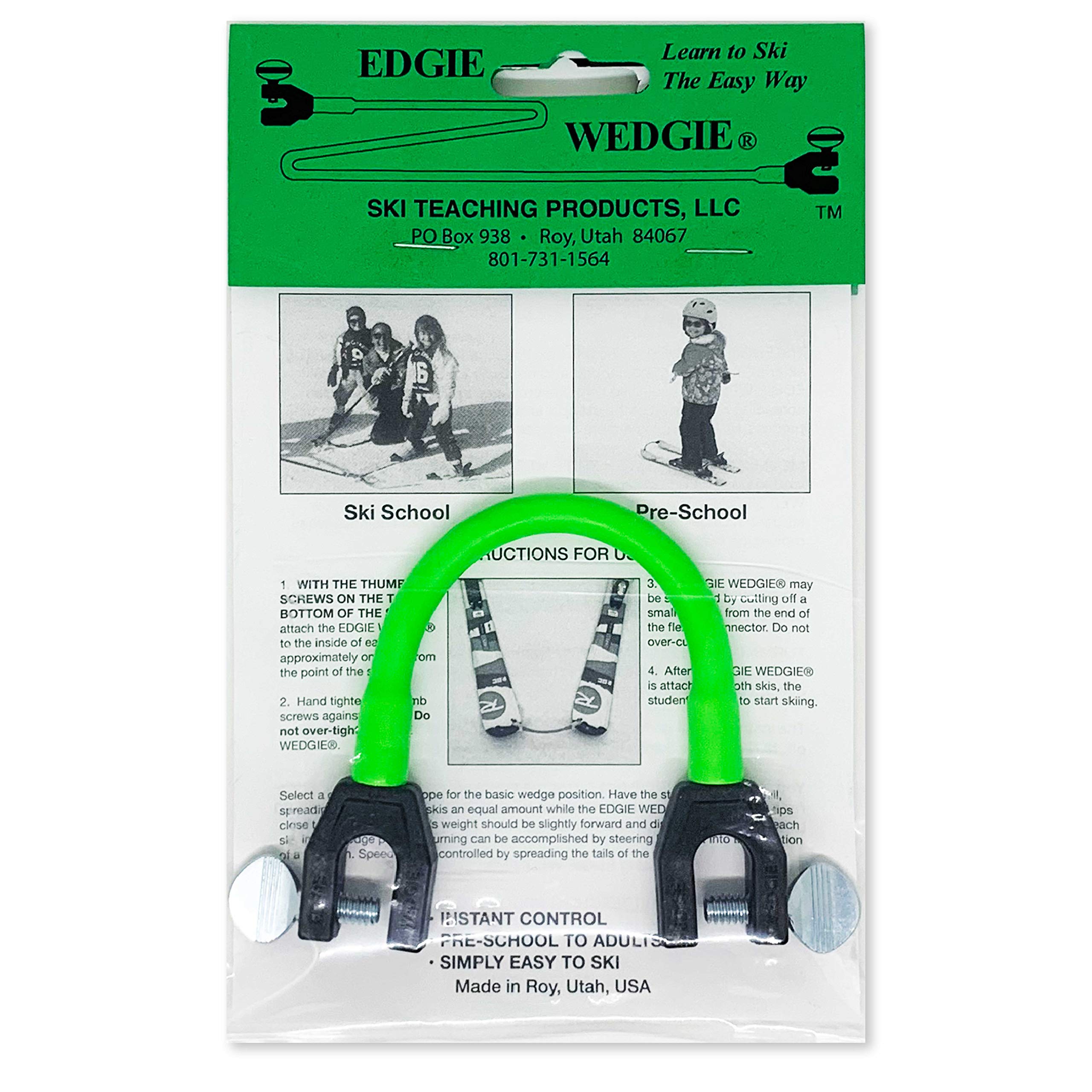 Edgie Wedgie - The Original Kids Ski Tip Connector (Green)