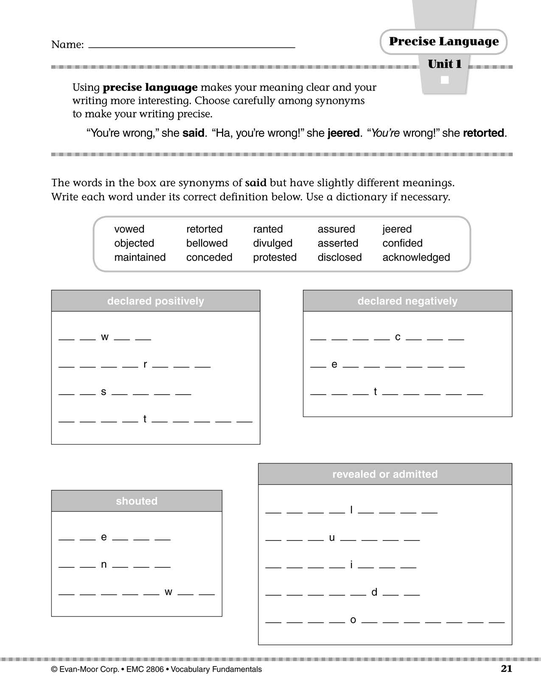 Precise Language: words for "said"