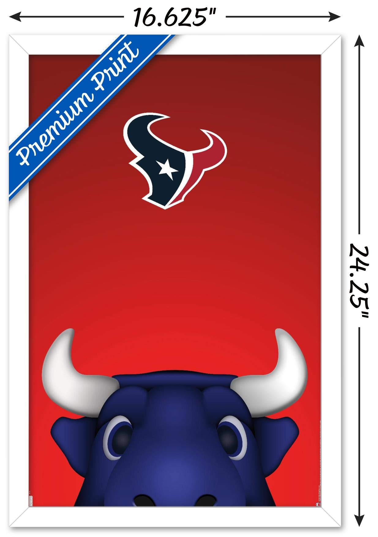 Trends International NFL Houston Texans - S. Preston Mascot Toro 20 Wall Poster, 14.725" x 22.375", White Framed Version