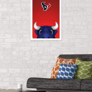 Trends International NFL Houston Texans - S. Preston Mascot Toro 20 Wall Poster, 14.725" x 22.375", White Framed Version