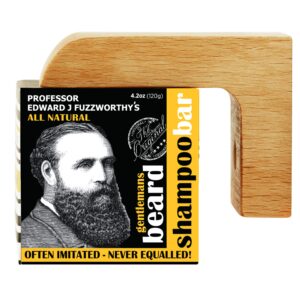 professor fuzzworthy's best beard shampoo for face, hair & body & magnetic soap holder men's grooming gift kit | 100% natural beard wash with organic ingredients- eco friendly wooden soap dish