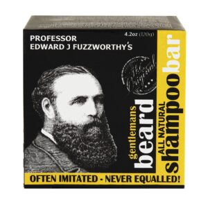 Professor Fuzzworthy's Best Beard Shampoo for Face, Hair & Body & Magnetic Soap Holder Men's Grooming Gift Kit | 100% Natural Beard Wash with Organic Ingredients- Eco Friendly Wooden Soap Dish