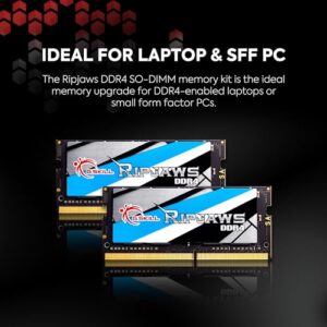 G.SKILL Ripjaws DDR4 SO-DIMM Series DDR4 RAM 32GB (2x16GB) 3200MT/s CL22-22-22-52 1.20V Unbuffered Non-ECC Notebook/Laptop Memory SODIMM (F4-3200C22D-32GRS)