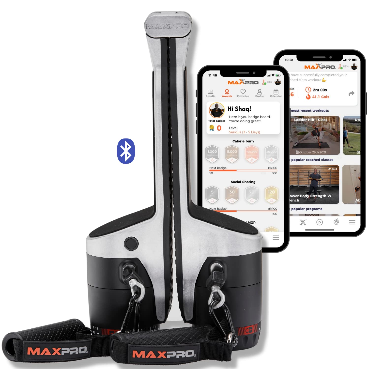 MAXPRO Fitness: Cable Home Gym | As Seen on Shark Tank | Versatile, Portable, Bluetooth Connected | 2-Year Warranty | Strength, HIIT, Cardio, Plyometric, Powerful 5-300lbs Resistance | Raw Metal