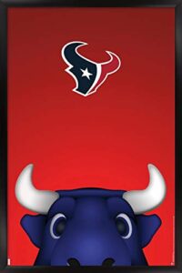 trends international nfl houston texans - s. preston mascot toro 20 wall poster, 14.725" x 22.375", black framed version