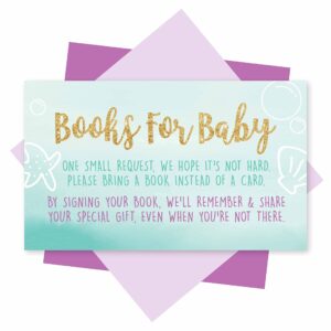 25 Mermaid Baby Shower Invitations, 25 Book Request Baby Shower Guest Book Alternative, 25 Baby Shower Diaper Raffle Tickets For Baby Shower, Under The Sea Nautical On Her Way Diaper Raffle Cards