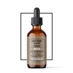 abbot kinney apothecary beard oil for men - natural ingredients, energizing citrus scent, promotes healthy growth, ideal for dry flaky skin - beard conditioner - 2 fl oz