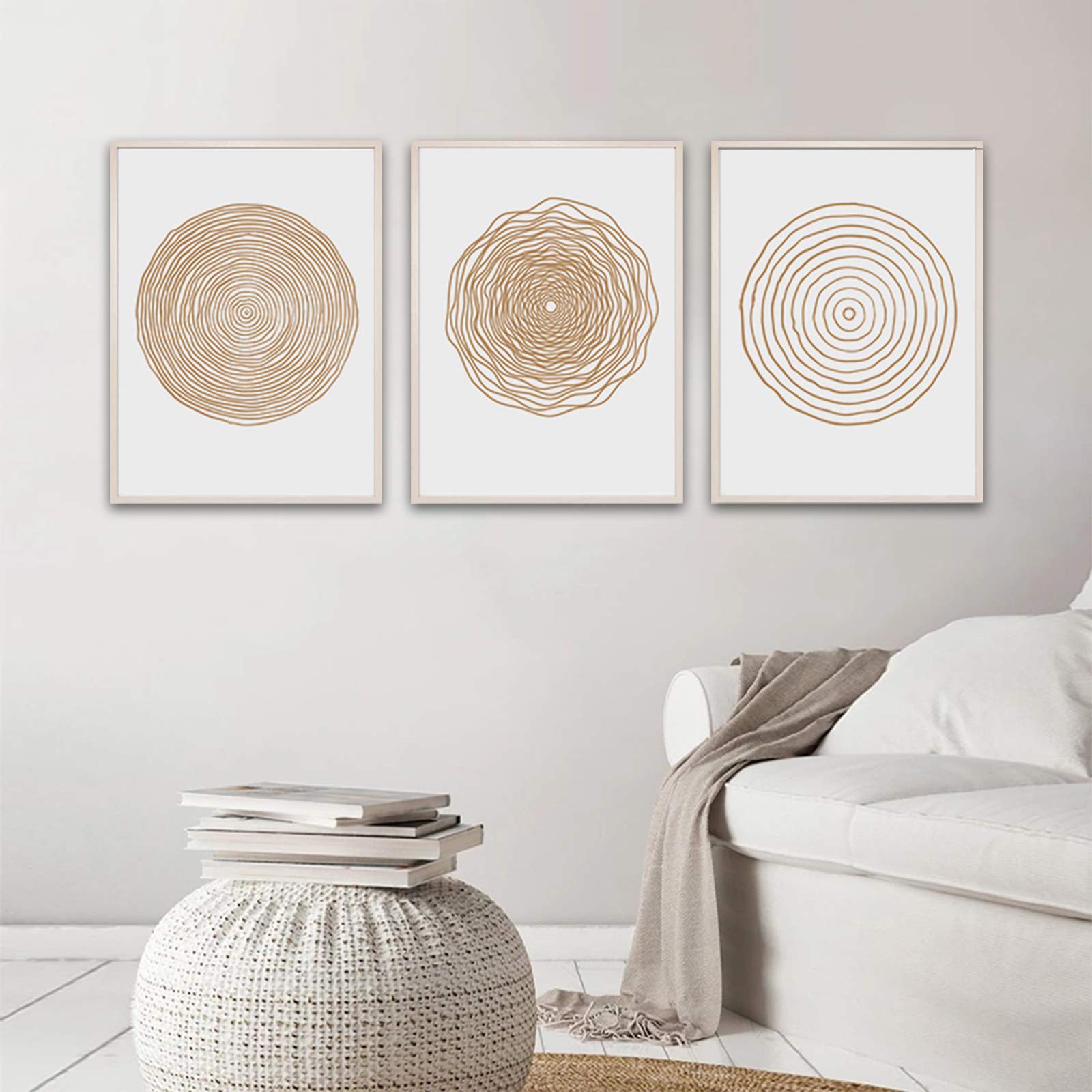 Boho Canvas Prints - Midcentury Modern Wall Art- Abstract Geometric Canvas Wall Art Set - Scandinavian Wall Art Painting for Living Room Bedroom Decor No Framed