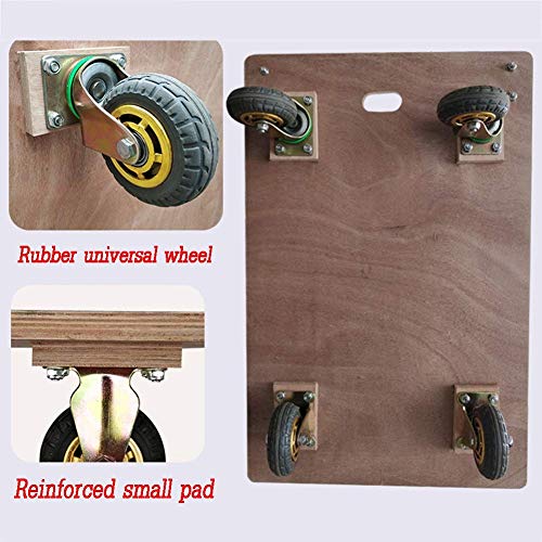 YGCBL Multifunction Portable Hand Trucks,Trolleywood Platform Dolly Transport Roller Wooden Portable Hand Dolly Multi Purpose 3 Inches Rubber Wheel, 7 Sizes,Beige,45X30 cm