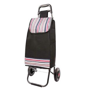 ygcbl multifunction portable hand trucks,trolleyshopping trolley foldable stainless steel pipe oxford cloth waterproof pu wheel lightweight high capacity, load 25 kg,black