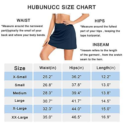 Hubunucc Women's Athletic Skorts Tennis Lightweight Active Skirts with Shorts Pockets Running Golf Workout Sports,178,Navy,2XL