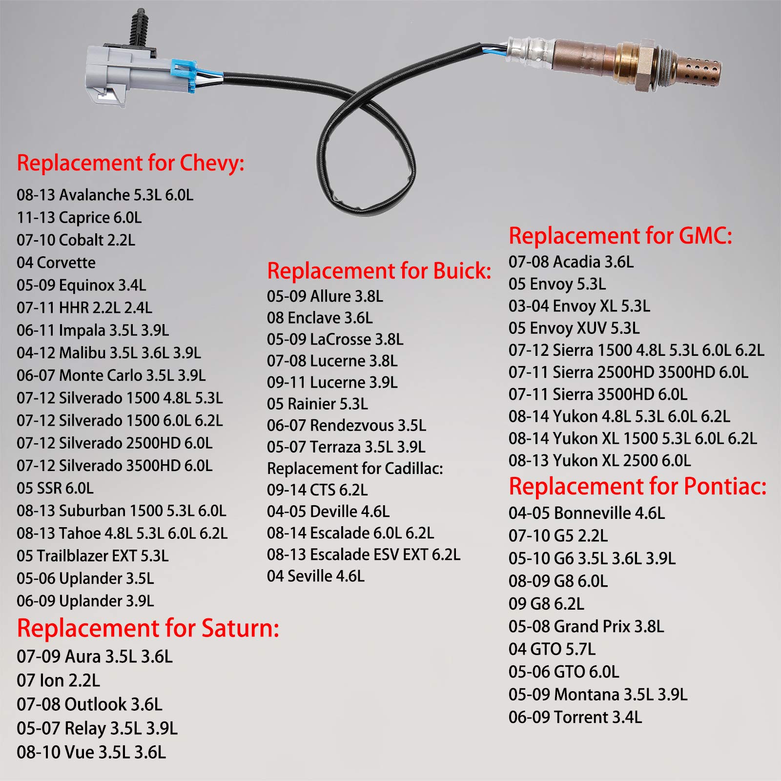 O2 Oxygen Sensor Upstream 2Pcs Compatible with Cadillac Escalade Chevrolet Silverado Suburban & More Replaces# 234-4668, 15284, 21546, SG1857, 8125731670, 12583804