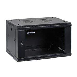 aeons 6u signature wall mount 19-inch it network cabinet enclosure server rack 16-inch depth glass door
