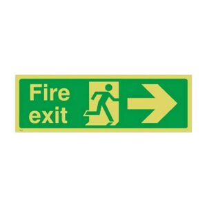 renococo fire exit sign stickers,photoluminescent fire safety"fire exit" sign,decal adhesive glow in the dark with direction arrows 14in x 5.5inch