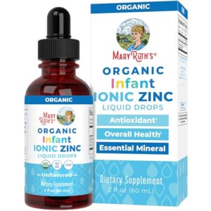 maryruth organics infant liquid ionic zinc with organic glycerin, zinc sulfate for immune support, vegan, formulated for ages 0-12 months, 1 month supply, 2 fl oz