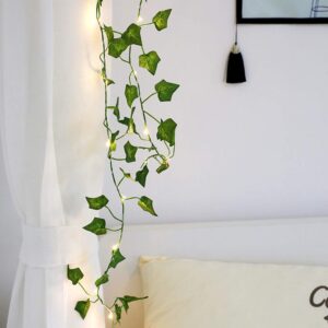 Ivy Vine String Lights, Artificial Ivy Leaf Plants Led String Light Fairy Lights Garland Wreath,Hanging for Wall Party Wedding Room Home Kitchen Garden Indoor and Outdoor Decoration (32.8ft 100LEDs)