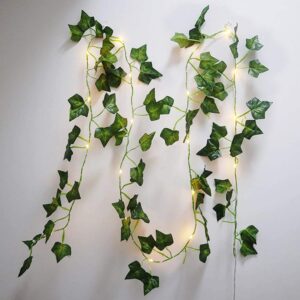 Ivy Vine String Lights, Artificial Ivy Leaf Plants Led String Light Fairy Lights Garland Wreath,Hanging for Wall Party Wedding Room Home Kitchen Garden Indoor and Outdoor Decoration (32.8ft 100LEDs)