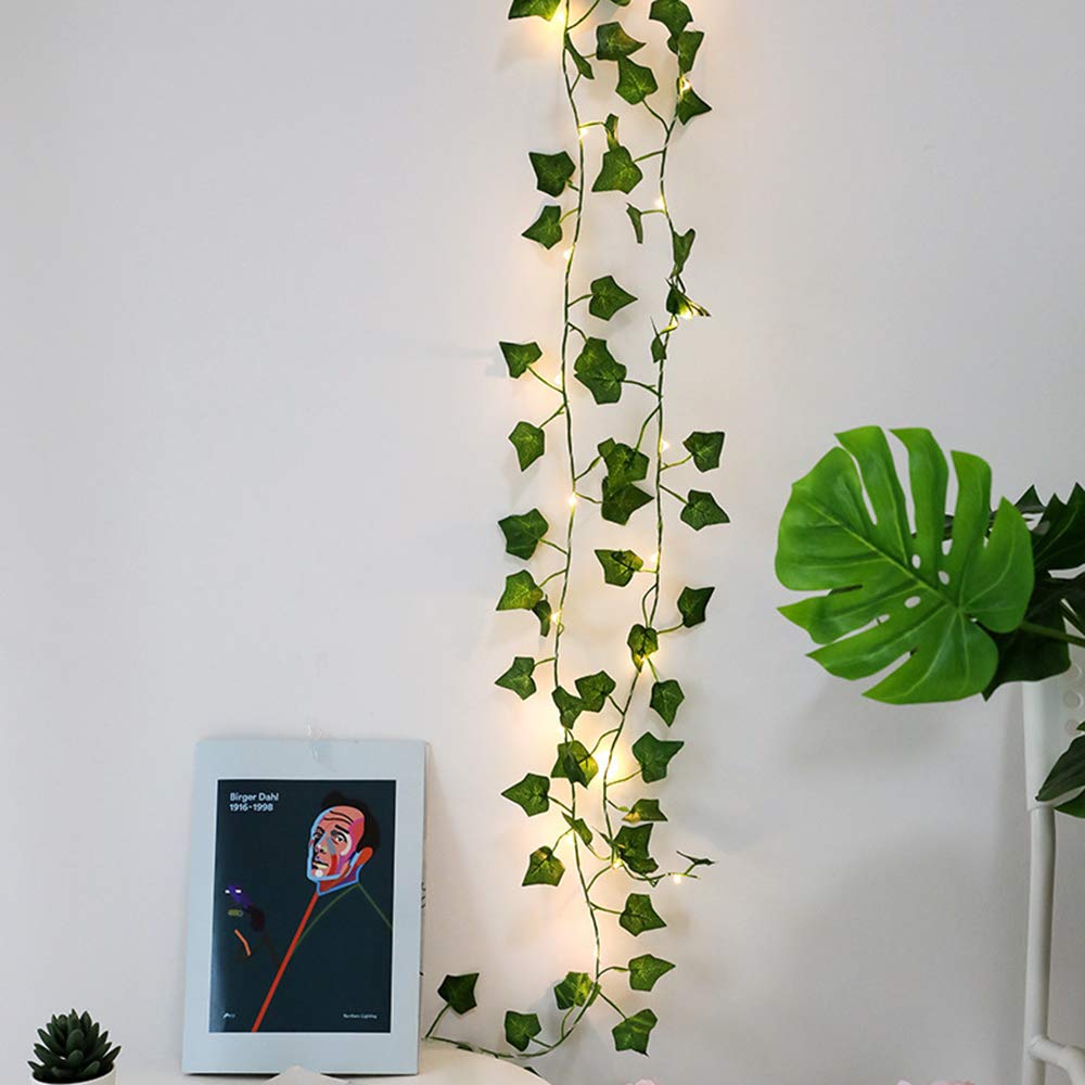 Ivy Vine String Lights, Artificial Ivy Leaf Plants Led String Light Fairy Lights Garland Wreath,Hanging for Wall Party Wedding Room Home Kitchen Garden Indoor and Outdoor Decoration (32.8ft 100LEDs)