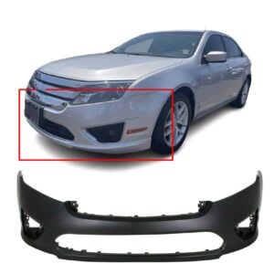 fitparts compatible with front bumper cover 2010-2012 ford fusion hybrid sel se s sport sedan 10-12. new, primed and ready for paint. with fog light holes. fo1000650 ae5z17d957baptm 2011