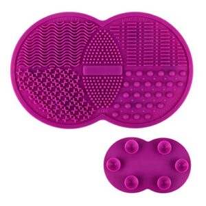 makeup brushes silicone cleaning mat (6.5 x 4.1 inches) - makeup brush cleaner pad with suction cups - large silicone scrubber mat for cosmetic brushes