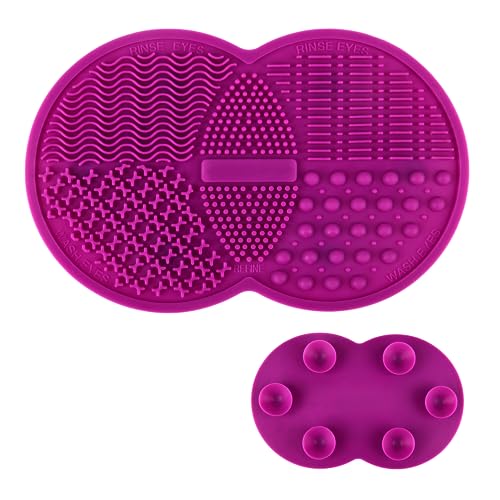 Makeup Brushes Silicone Cleaning Mat (6.5 x 4.1 inches) - Makeup Brush Cleaner Pad with Suction Cups - Large Silicone Scrubber Mat for Cosmetic Brushes