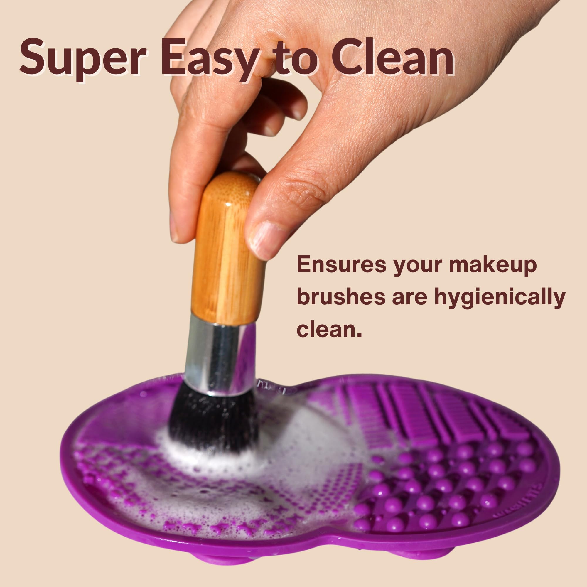 Makeup Brushes Silicone Cleaning Mat (6.5 x 4.1 inches) - Makeup Brush Cleaner Pad with Suction Cups - Large Silicone Scrubber Mat for Cosmetic Brushes