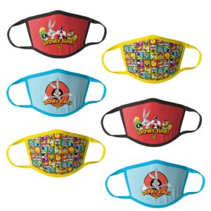 warner brothers kids' looney tunes reusable mask multipack, 6 count (pack of 1)