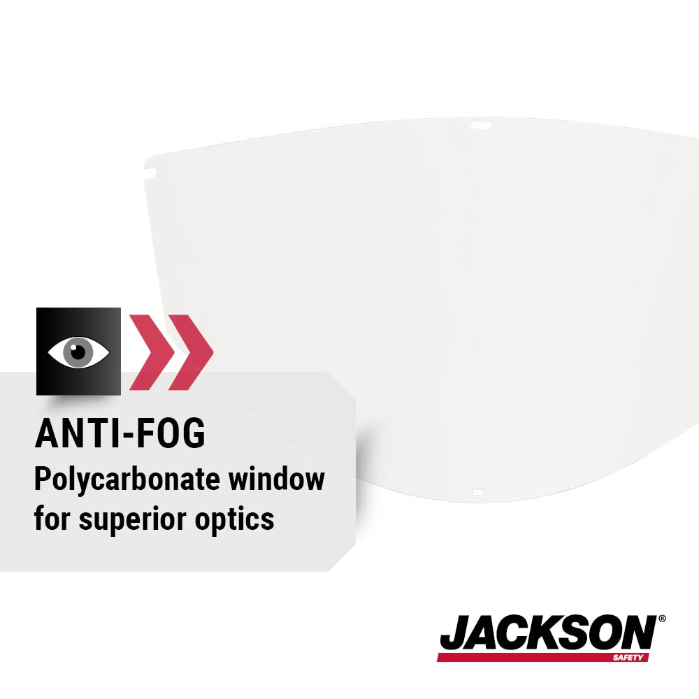 Jackson Safety Replacement Window for MAXVIEW Premium Face Shield, Clear Tint, Anti-Fog Coating, Polycarbonate, 14215