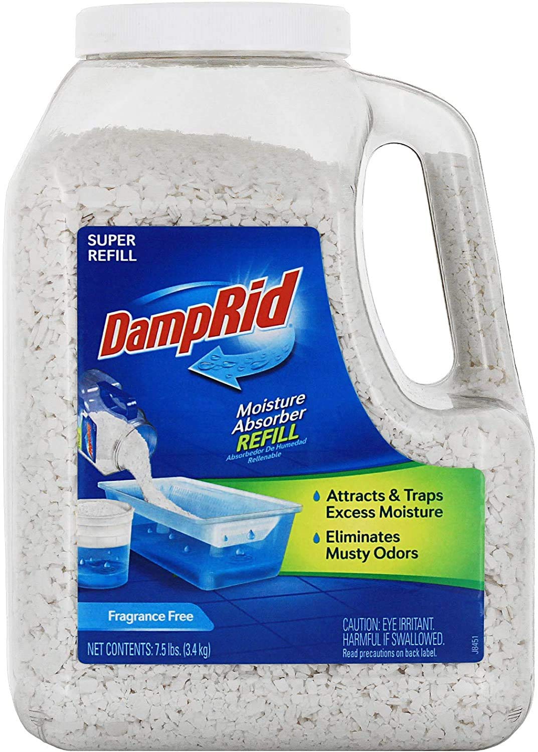 DampRid Fragrance Free Mega Absorber Refill Containers, 3 Count (7.5 lb. Each) Traps Moisture in Basements & Large Areas for Fresher, Cleaner Air, 22.5 lb, Blue, 22 Pounds