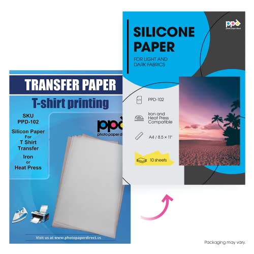 PPD Silicone Papers for T Shirt Transfer Iron or Heat Press A4 PPD-102 10 Sheets