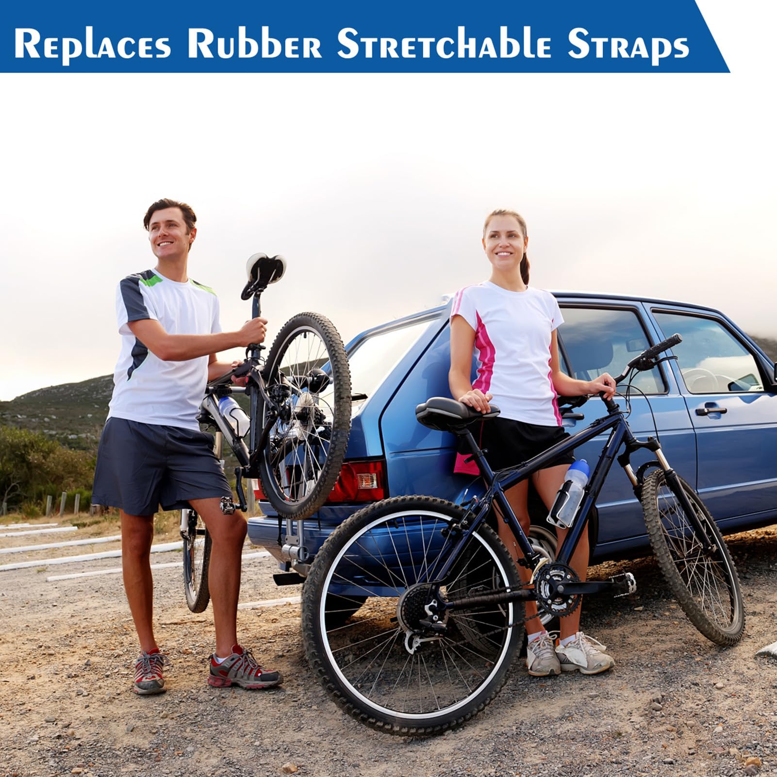 Bike Rack Strap, Bike Wheel Stabilizer Straps, Replacement Rubber Straps Accessory Strap Kit, Adjustable, Bicycle Wheel Stabilizer Straps 4 Pack Compatible with Thule 534