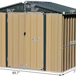 Catrimown 8' x 6' Storage Shed, Utility Storage Shed for Garden Backyard Lawn, Patio House Building with Double Doors and Lock