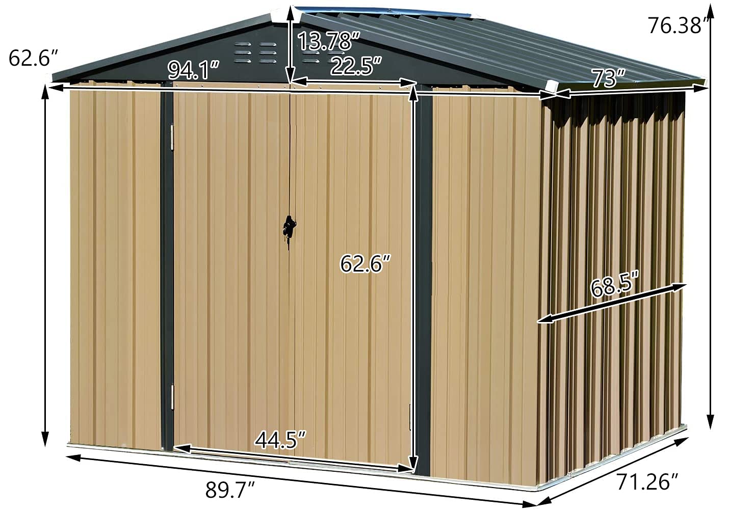 Catrimown 8' x 6' Storage Shed, Utility Storage Shed for Garden Backyard Lawn, Patio House Building with Double Doors and Lock