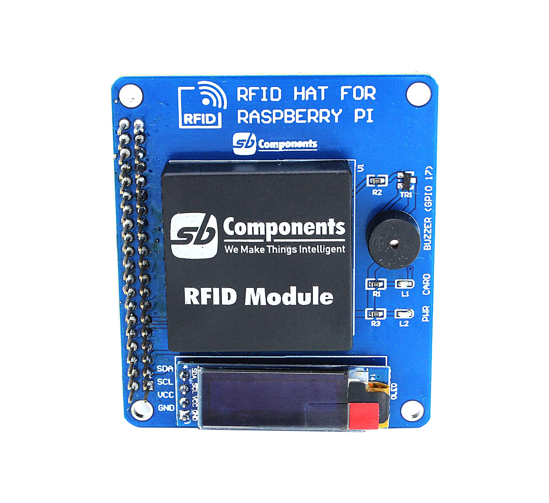 RFID HAT for Raspberry Pi with 0.91” OLED Display, RFID Shield Expansion HAT for Raspberry Pi 4B/3B+/3B/2B/B+/A+/Zero and Zero W, Raspberry Pi RFID Reader & Control Board