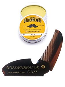 moustache wax & folding small comb get the best moustache wax kit with a 3" folding comb at best price.a must to use for your moustache
