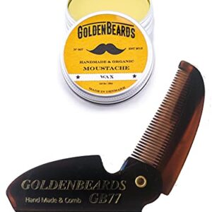 Moustache Wax & Folding Small Comb Get the BEST Moustache Wax KIT with a 3" Folding Comb at BEST Price.A must to use for your Moustache