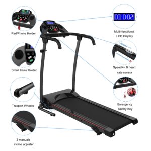 SHAREWIN Desktop Electric Aerobic Treadmill, with LCD Display Folding Mute Portable Running Walking Jogging Machine for Home Office Gym Cardio Use