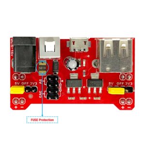 Breadboard Power Supply Board Module 3.3V/5V Dual Voltage (2 Pack) by MakerSpot with Fuse Protection