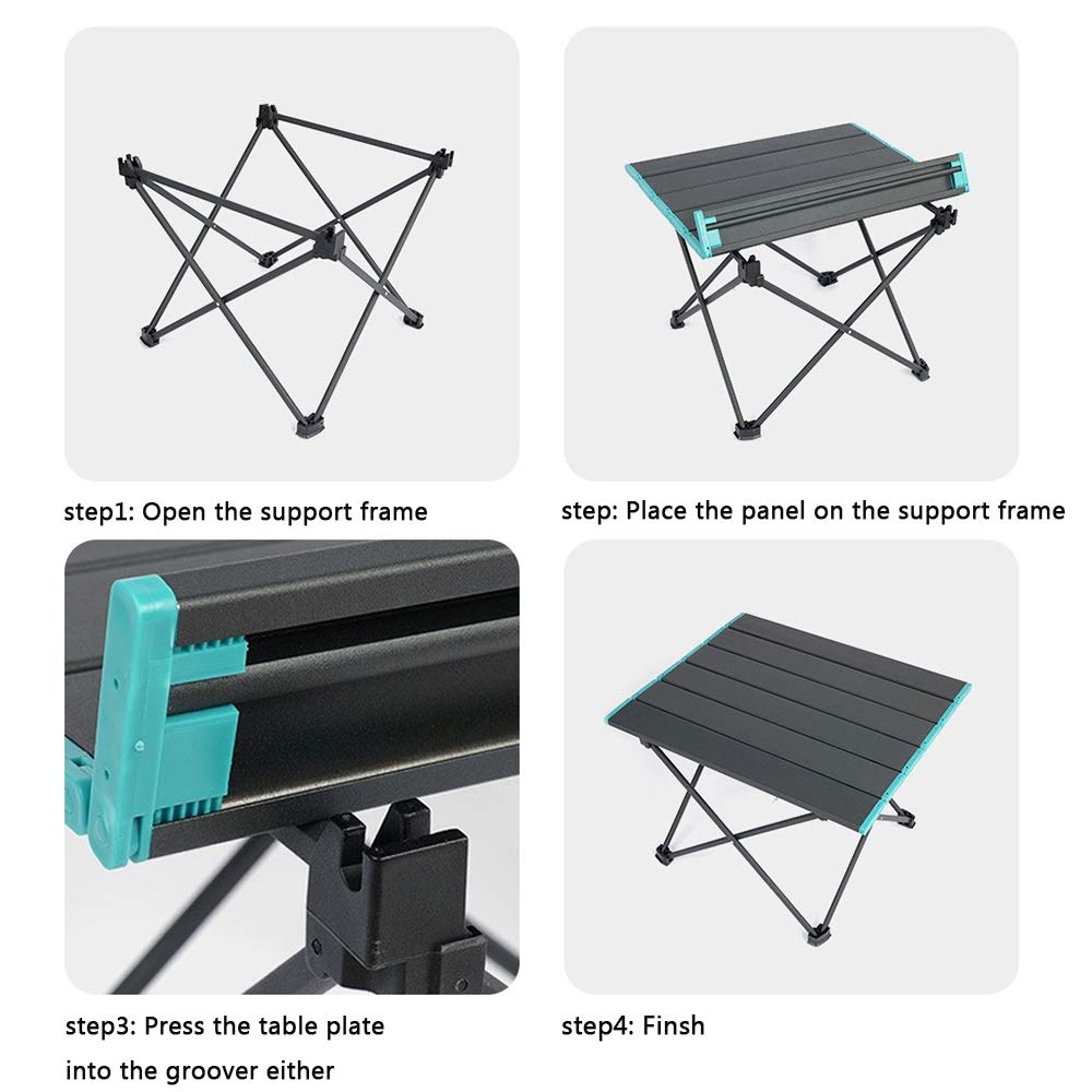 Portable Camping Table, Foldable Aluminum Alloy Picnic Table, with Storage Bag, Suitable for Outdoor, Camping, Picnic, Barbecue, Beach, Fishing (Large)