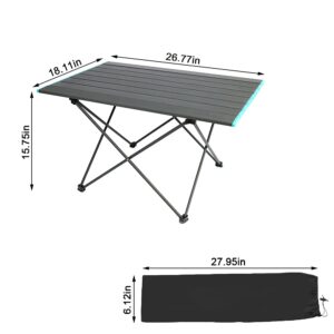 Portable Camping Table, Foldable Aluminum Alloy Picnic Table, with Storage Bag, Suitable for Outdoor, Camping, Picnic, Barbecue, Beach, Fishing (Large)