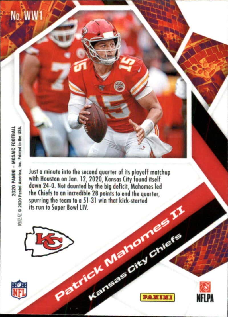 2020 Mosaic Football Will to Win #1 Patrick Mahomes II Kansas City Chiefs Official Panini NFL Trading Card