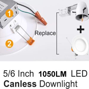 24Pack 6Inch Slim LED Downlight with Junction Box LED Recessed Lights with Integrated Junction Box Canless Light 5 Color CCT Tunable Integrated Junction Box 14W 1050LM Dimmable Recessed Jbox Fixture