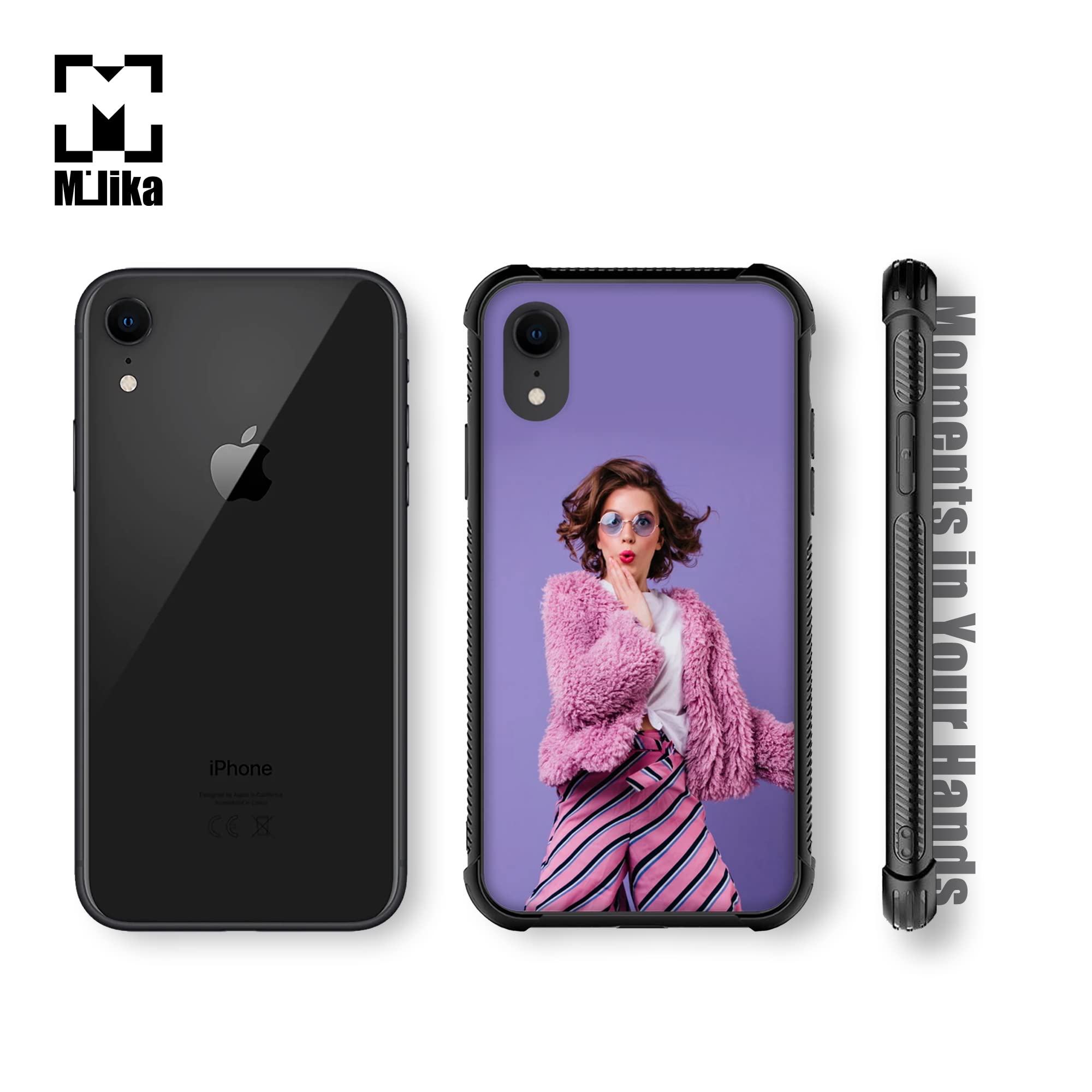 milika Custom Pictures Phone Case for iPhone Xr, Personalized Custom Phone Cases Customized Slim Soft and Hard tire Shockproof Protective Anti-Scratch Phone Cover Case- Black