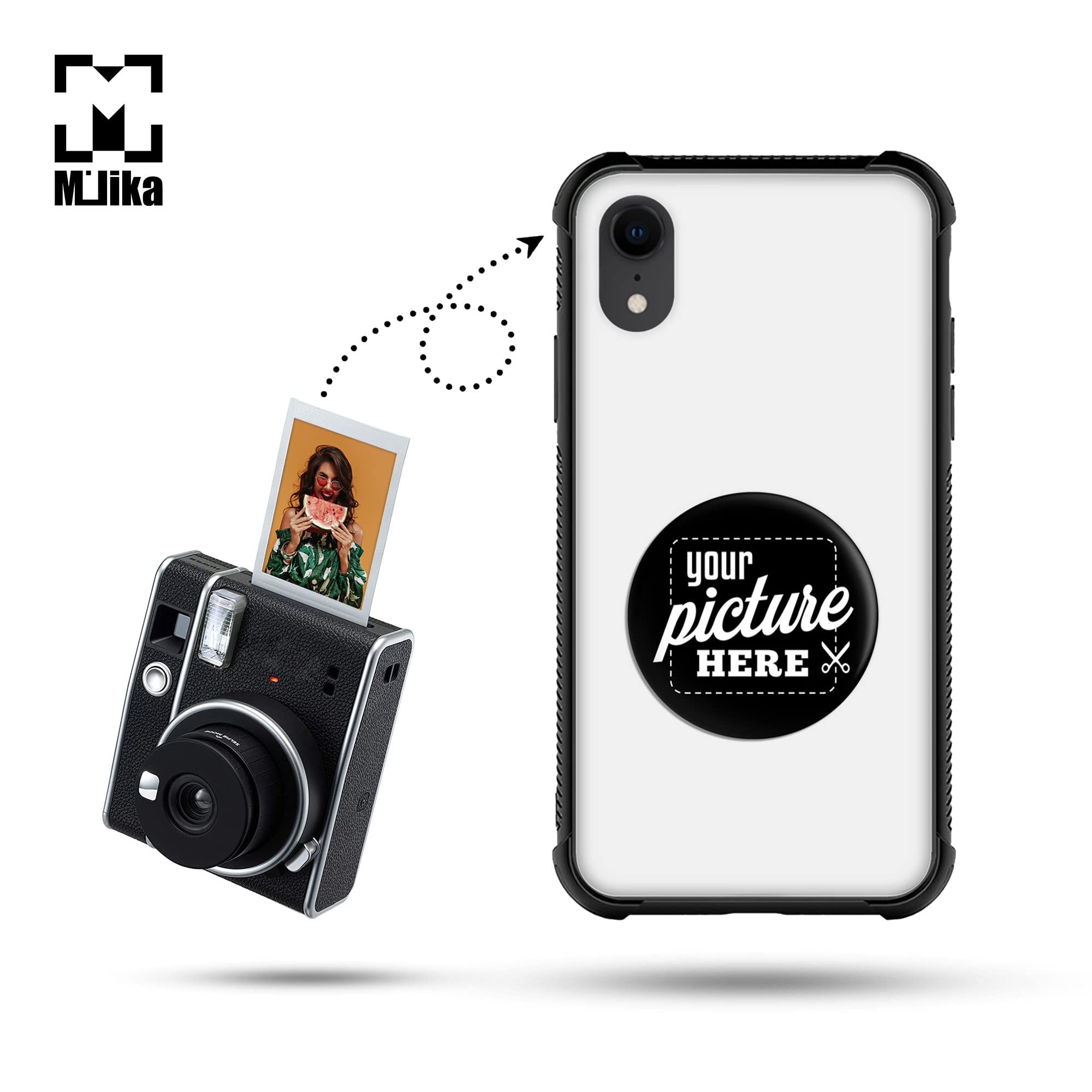 milika Custom Pictures Phone Case for iPhone Xr, Personalized Custom Phone Cases Customized Slim Soft and Hard tire Shockproof Protective Anti-Scratch Phone Cover Case- Black