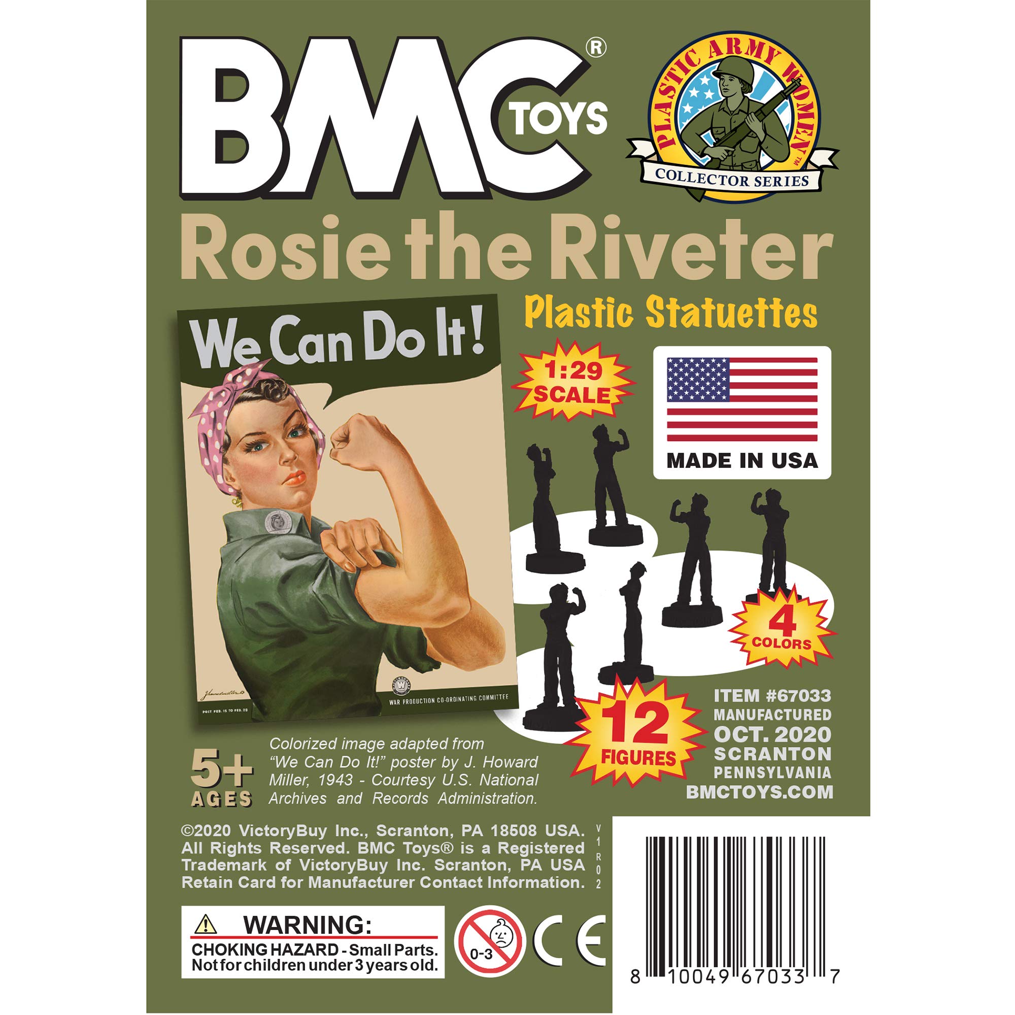 BMC Rosie The Riveter Plastic Figures - 12pc Tan OD Green Gray & Pink - USA Made