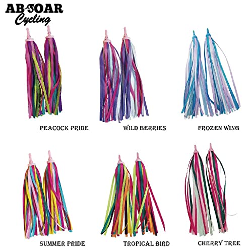 ABSOAR Cycling Colorful Bike Streamers Girls Boys Kids Bicycle Tassel Ribbon Handlebar Scooter Streamers 2 Pairs, Tropical Bird