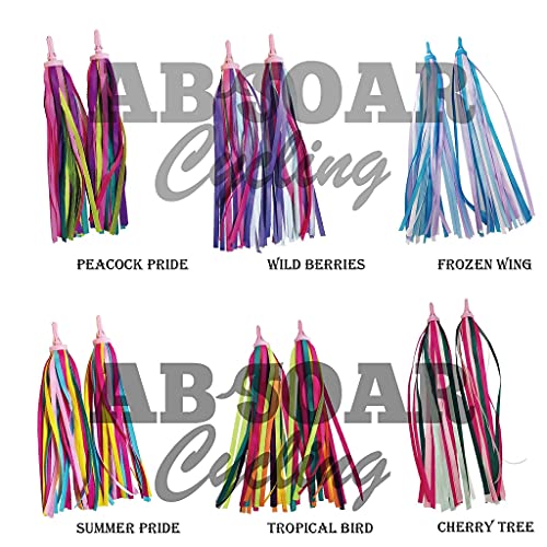 ABSOAR Cycling Colorful Bike Streamers Girls Boys Kids Bicycle Tassel Ribbon Handlebar Scooter Streamers 2 Pairs, Tropical Bird