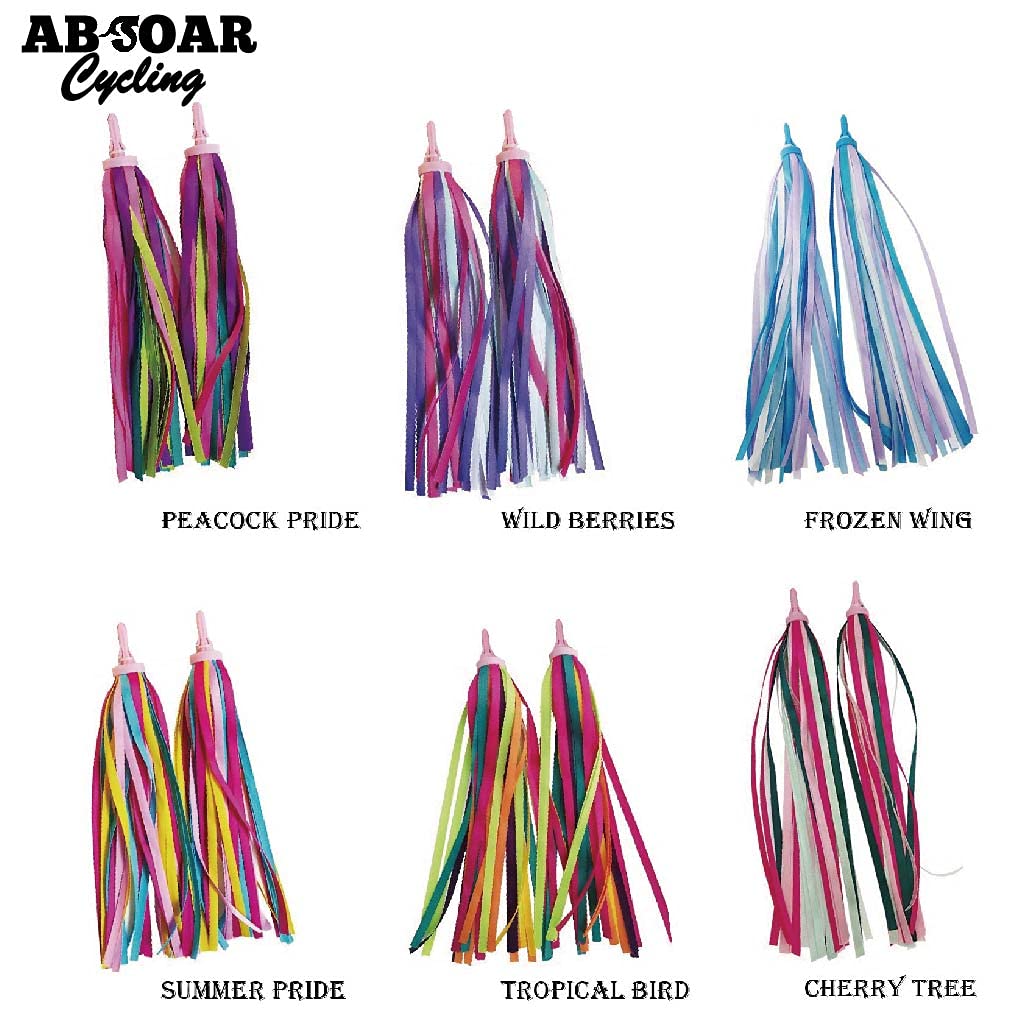 ABSOAR Cycling Colorful Bike Streamer Girls Boys Kids Bicycle Tassel Ribbon Handlebar Scooter Streamers 2 Pairs (Tropical Bird & Peacock Pride)