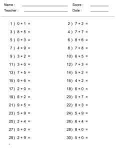 10 horizontal addition math worksheets with answer keys (pdf & word doc) k-2