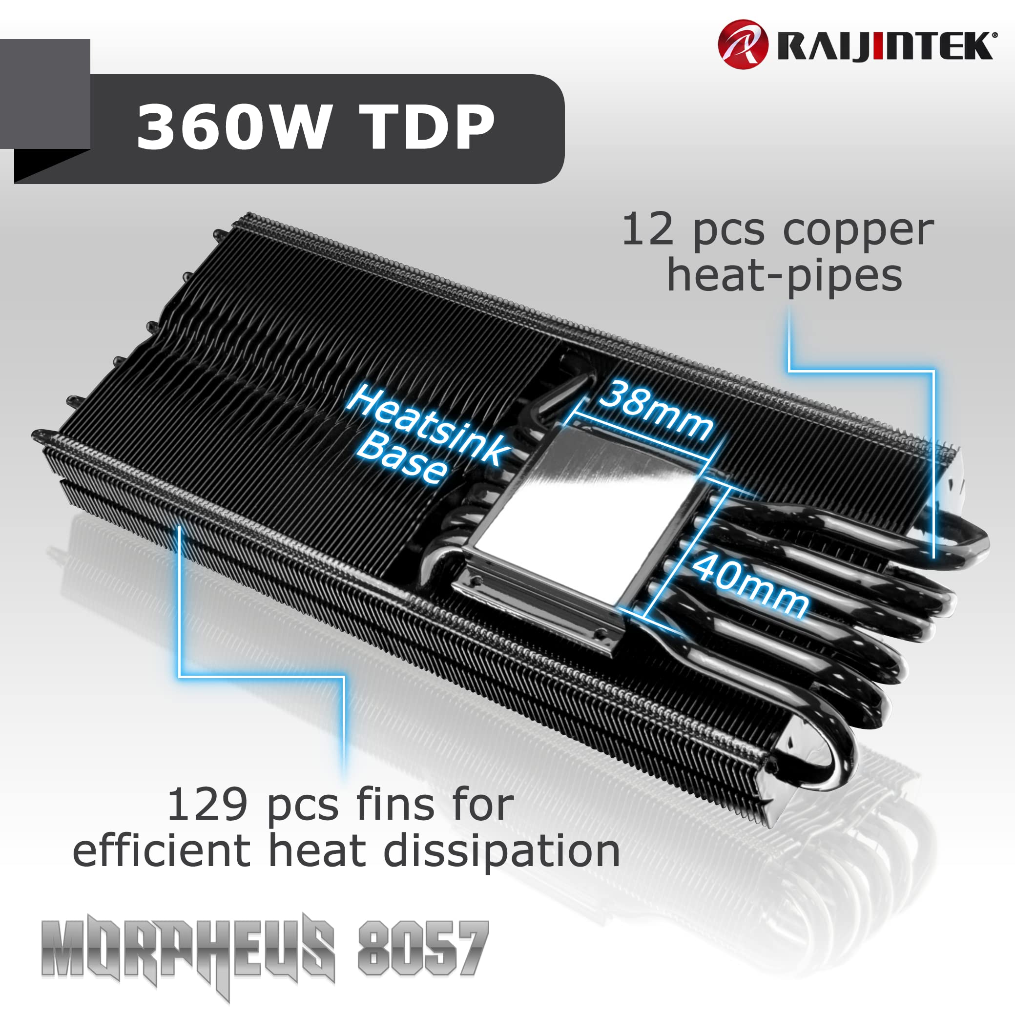 Raijintek Morpheus 8057 Heatpipe GPU Cooler - Ideal Replacement to Fix Too Loud or Weak Graphics Card Cooler - Suitable for AMD and Nvidia Graphics Card - Suitable up to 360W TDP